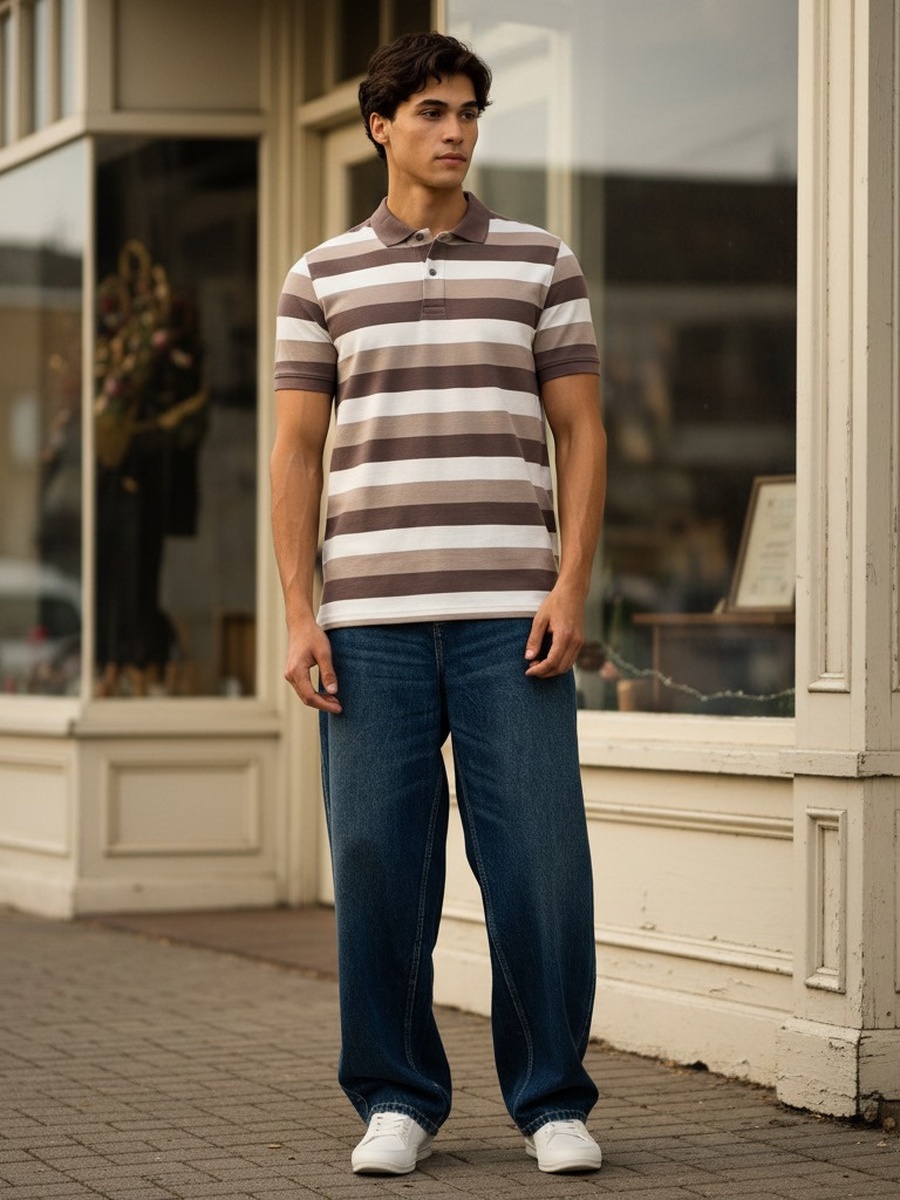Striped Ottoman Polo T-Shirt