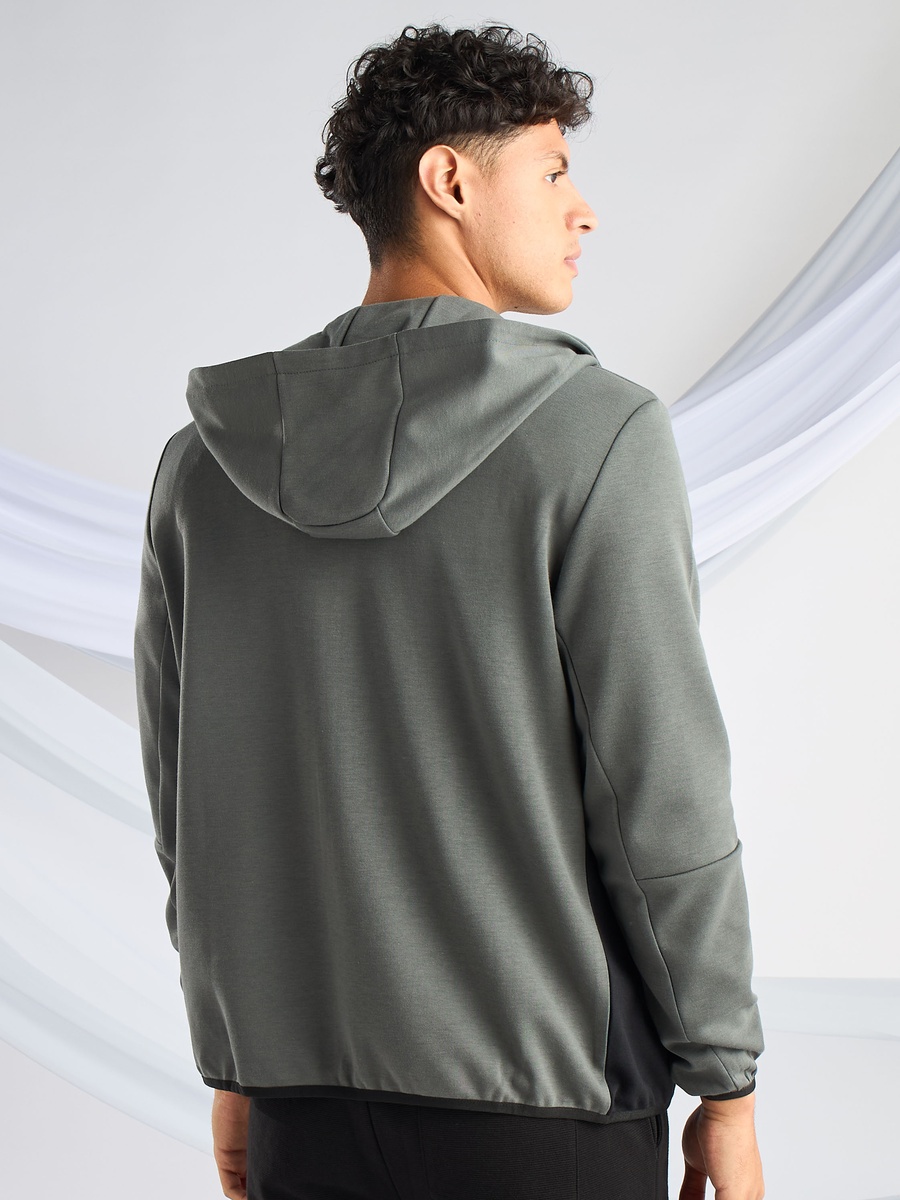 Panelled Interlock Zip Through Hoodie