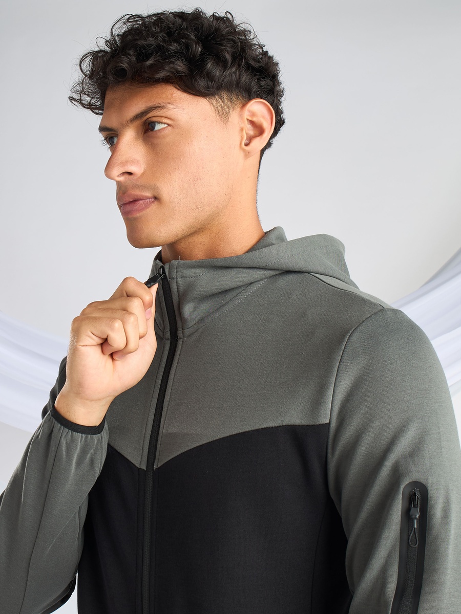 Panelled Interlock Zip Through Hoodie