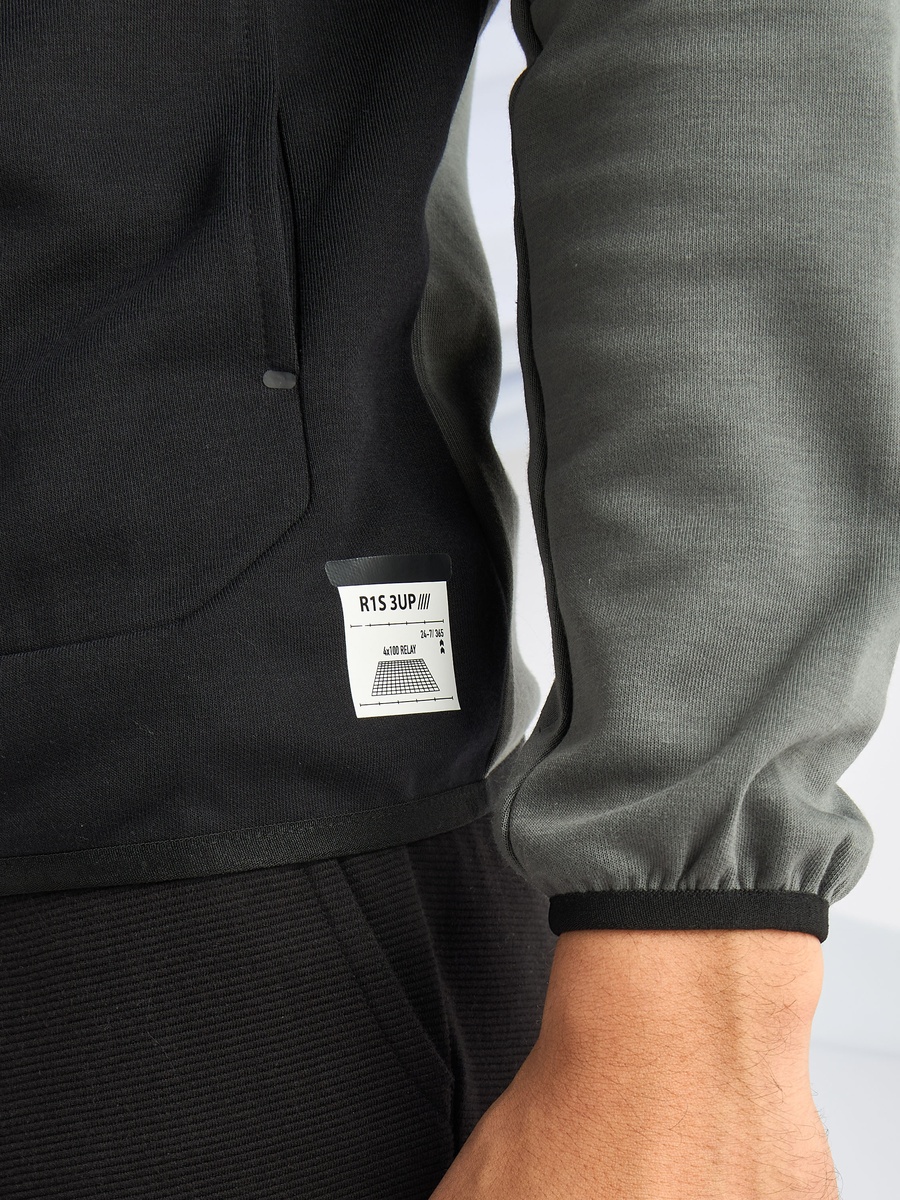 Panelled Interlock Zip Through Hoodie