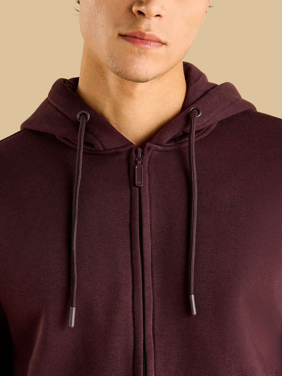 Plain Zip Through Hoodie