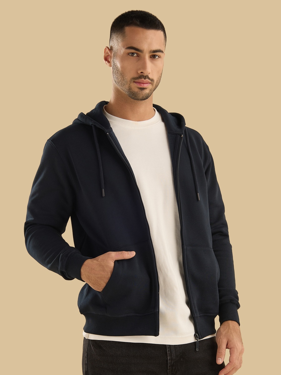 Plain Zip Through Hoodie