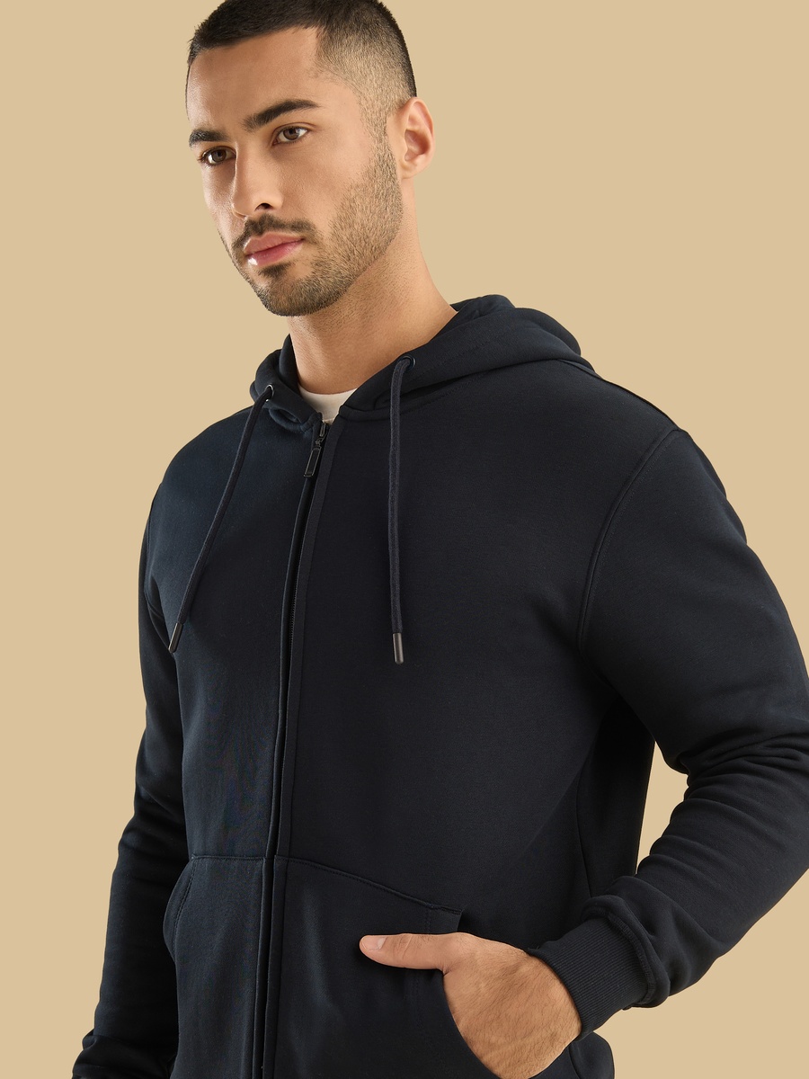 Plain Zip Through Hoodie