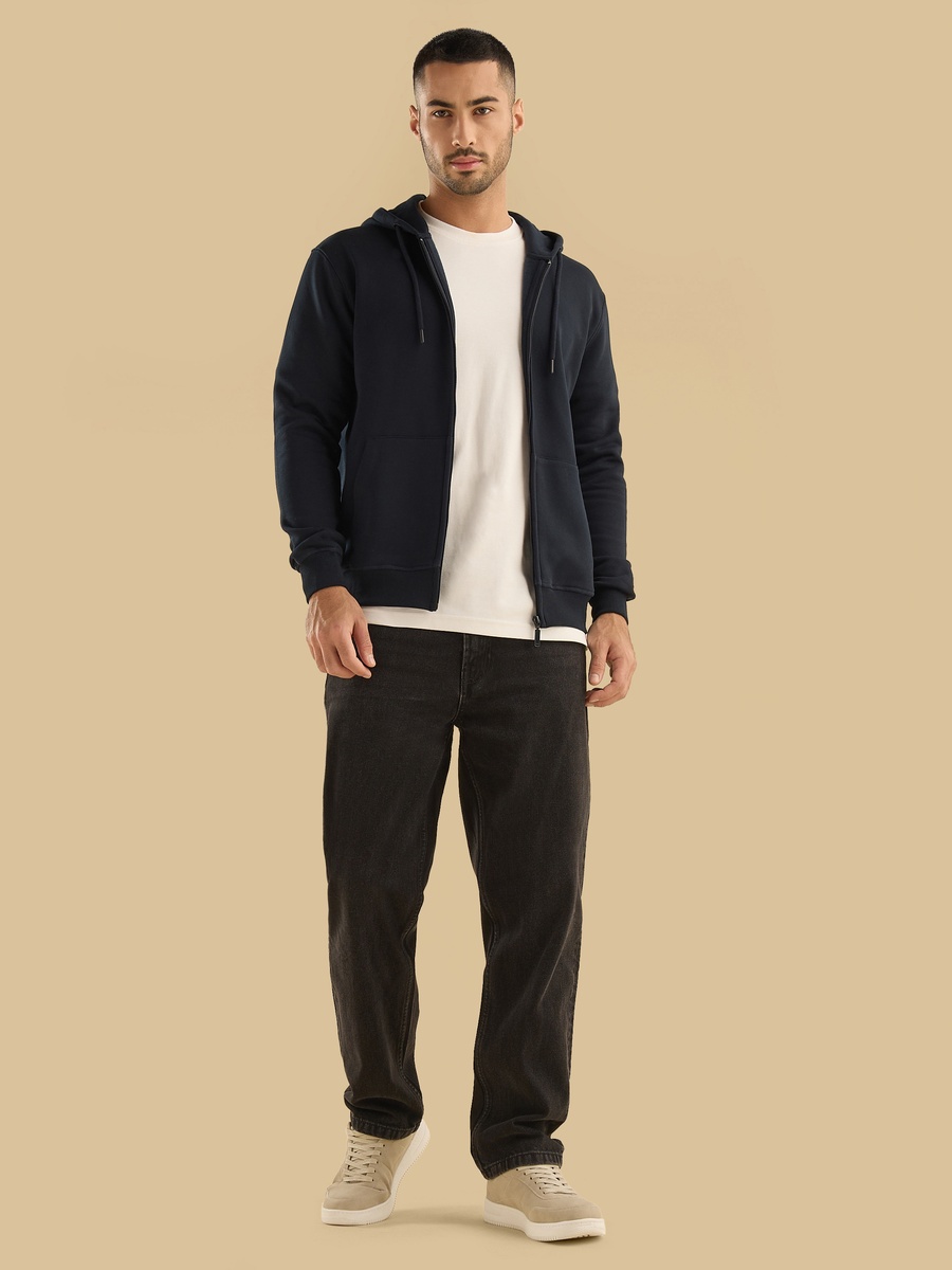 Plain Zip Through Hoodie