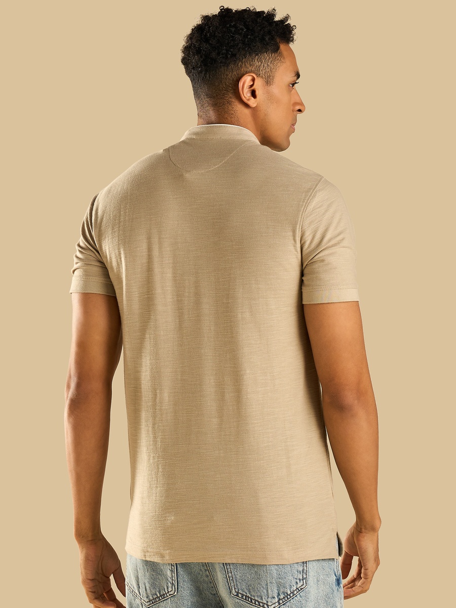 Mandarin Collar Slub T-Shirt