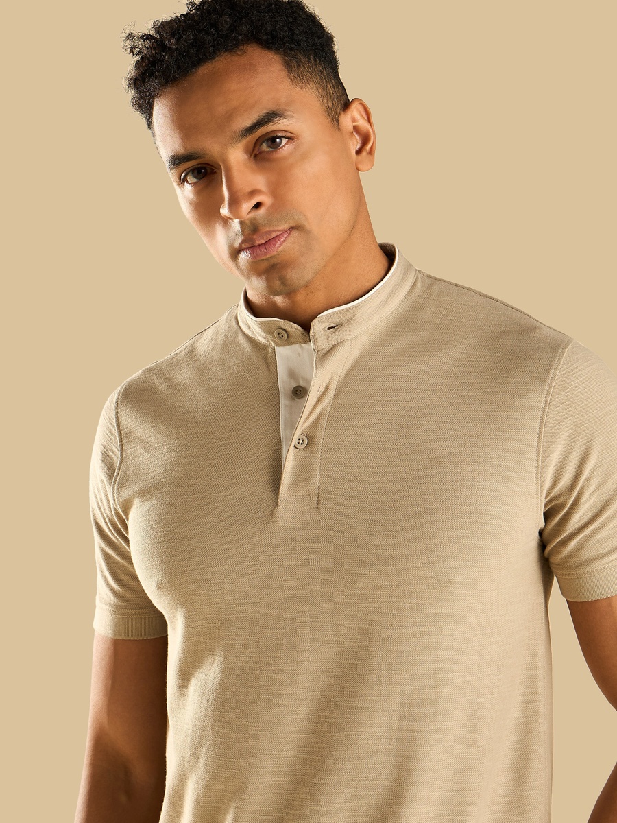Mandarin Collar Slub T-Shirt