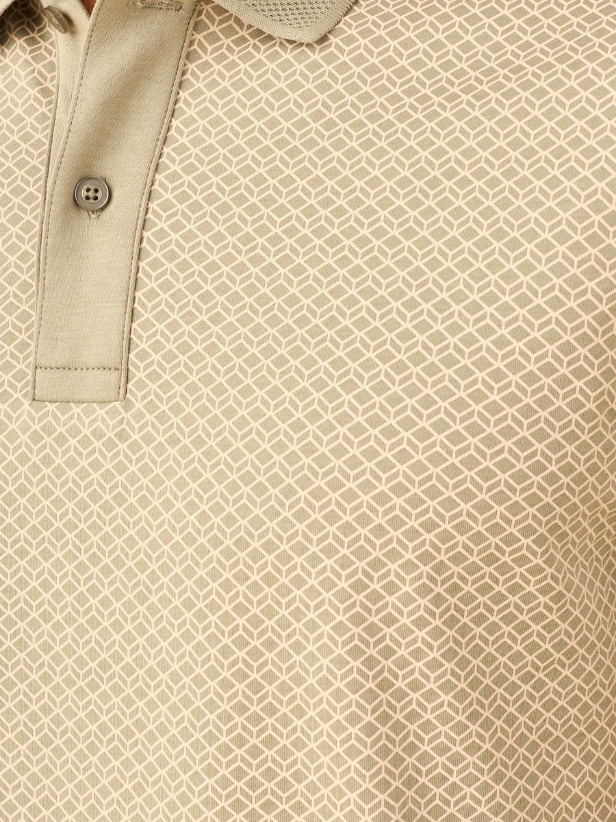 Geometric Print Interlock Polo T-Shirt