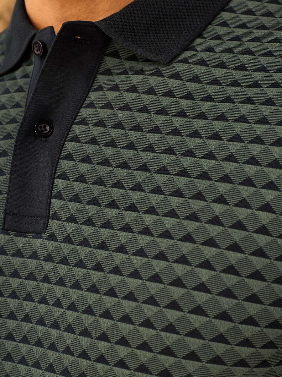 Geometric Print Interlock Polo T-Shirt
