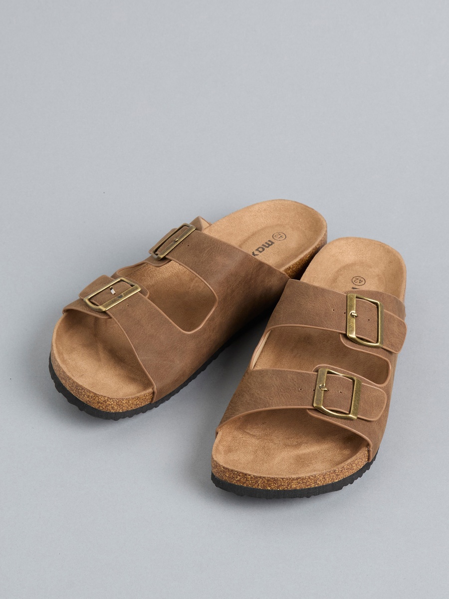 Buckle Accent Slip-On Sandals