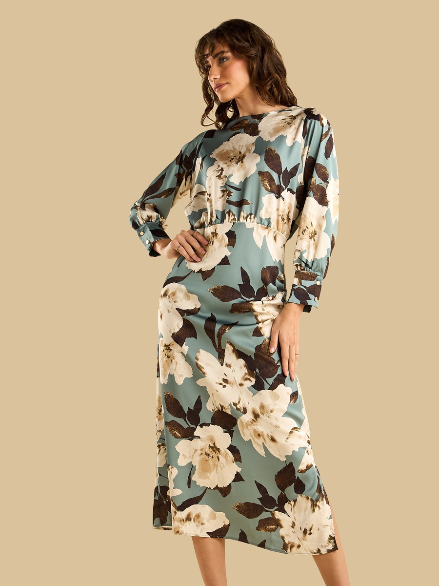 Floral Print Satin Dress