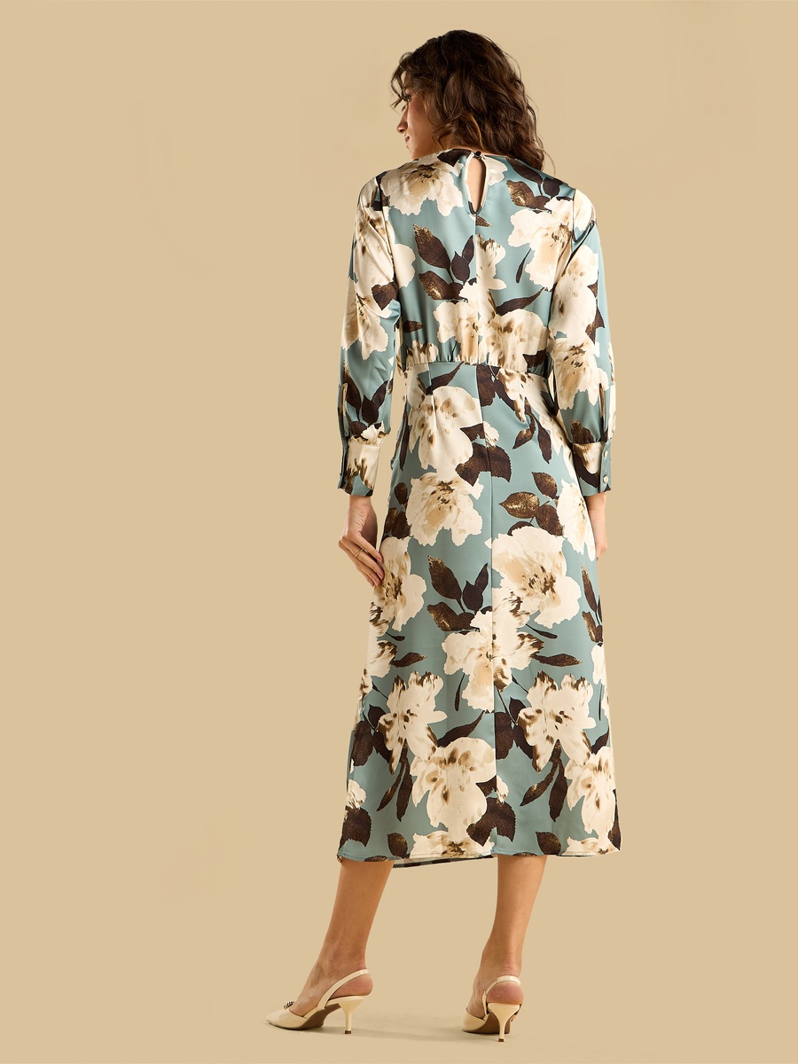 Floral Print Satin Dress
