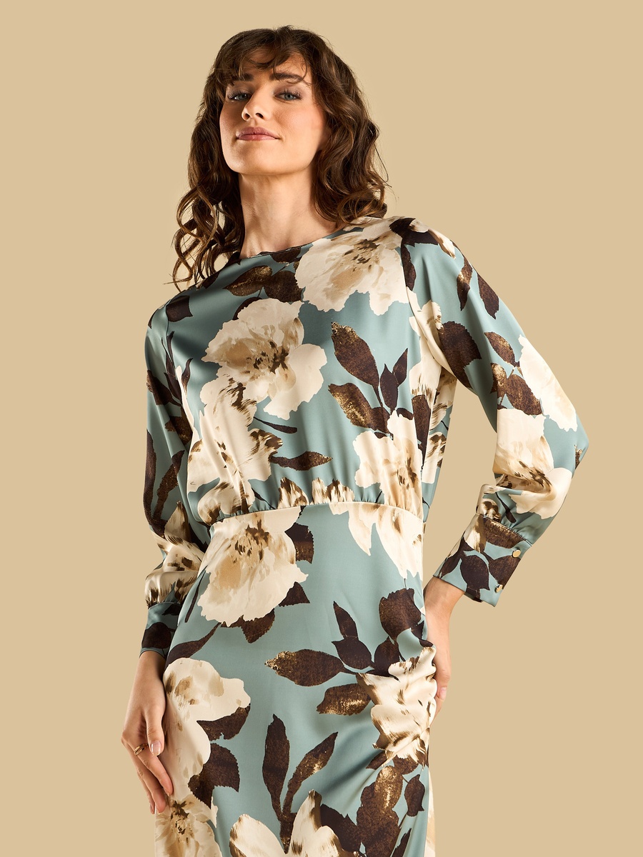 Floral Print Satin Dress