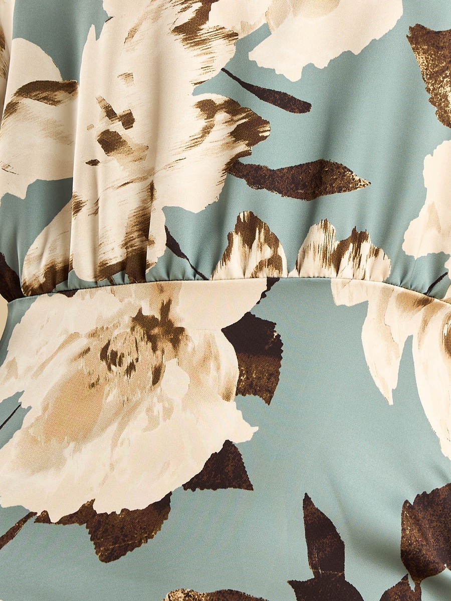 Floral Print Satin Dress