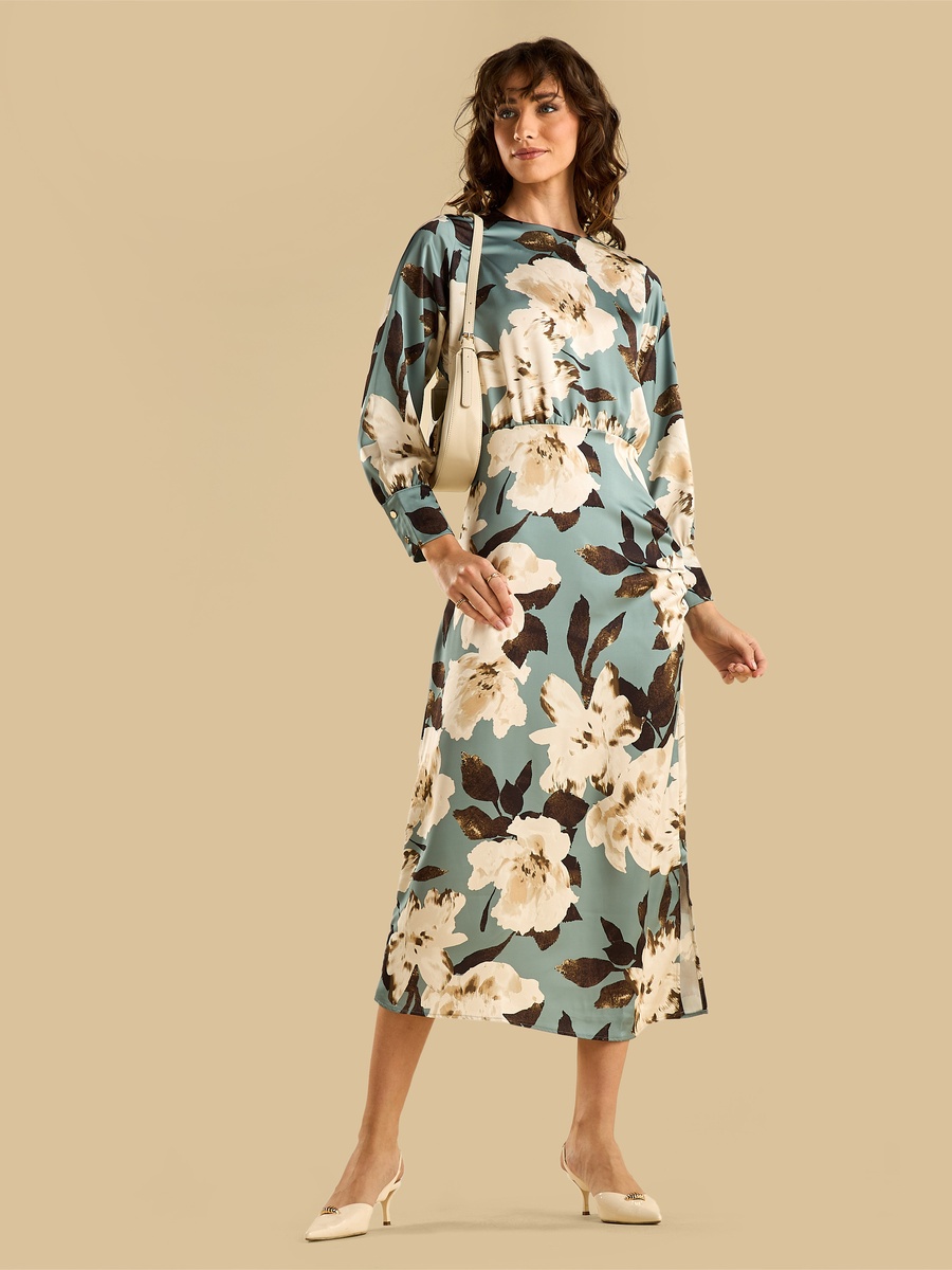 Floral Print Satin Dress