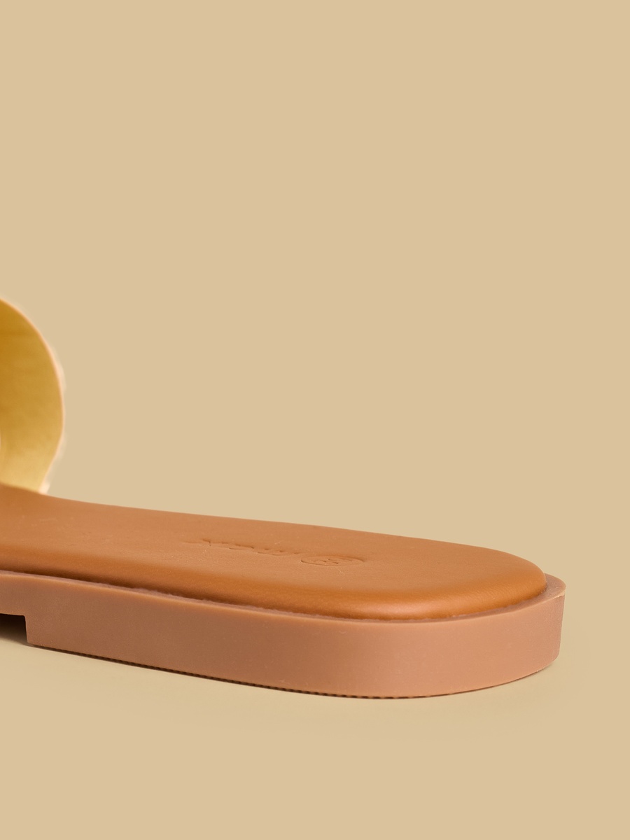 Textured Cross Strap Slip-On Flat Sandals