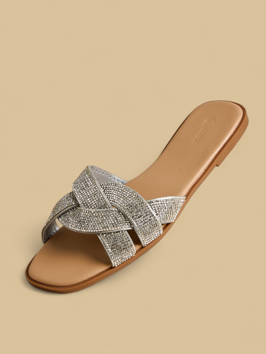 Embellished Slip-On Flat Sandals