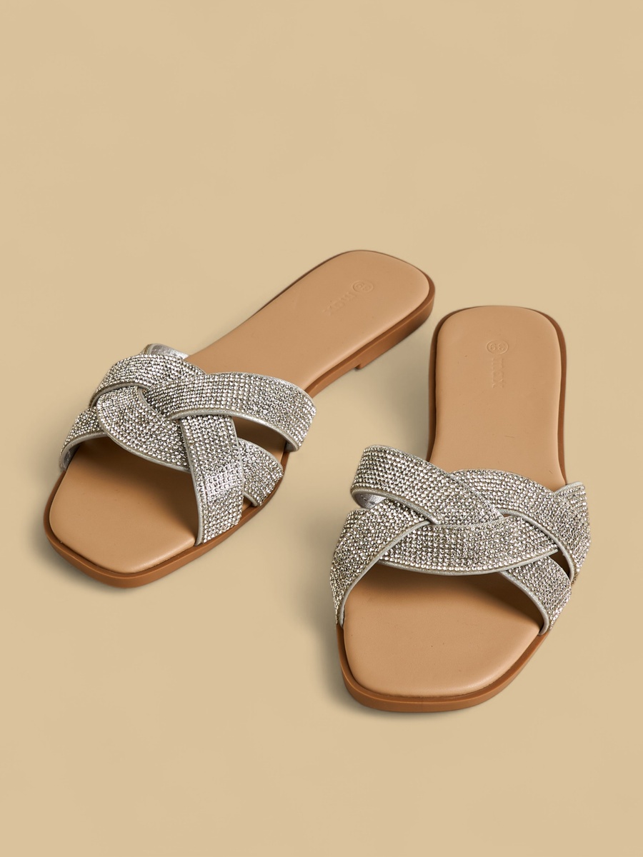 Embellished Slip-On Flat Sandals