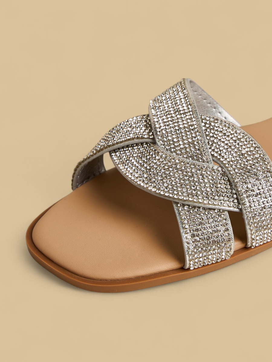 Embellished Slip-On Flat Sandals