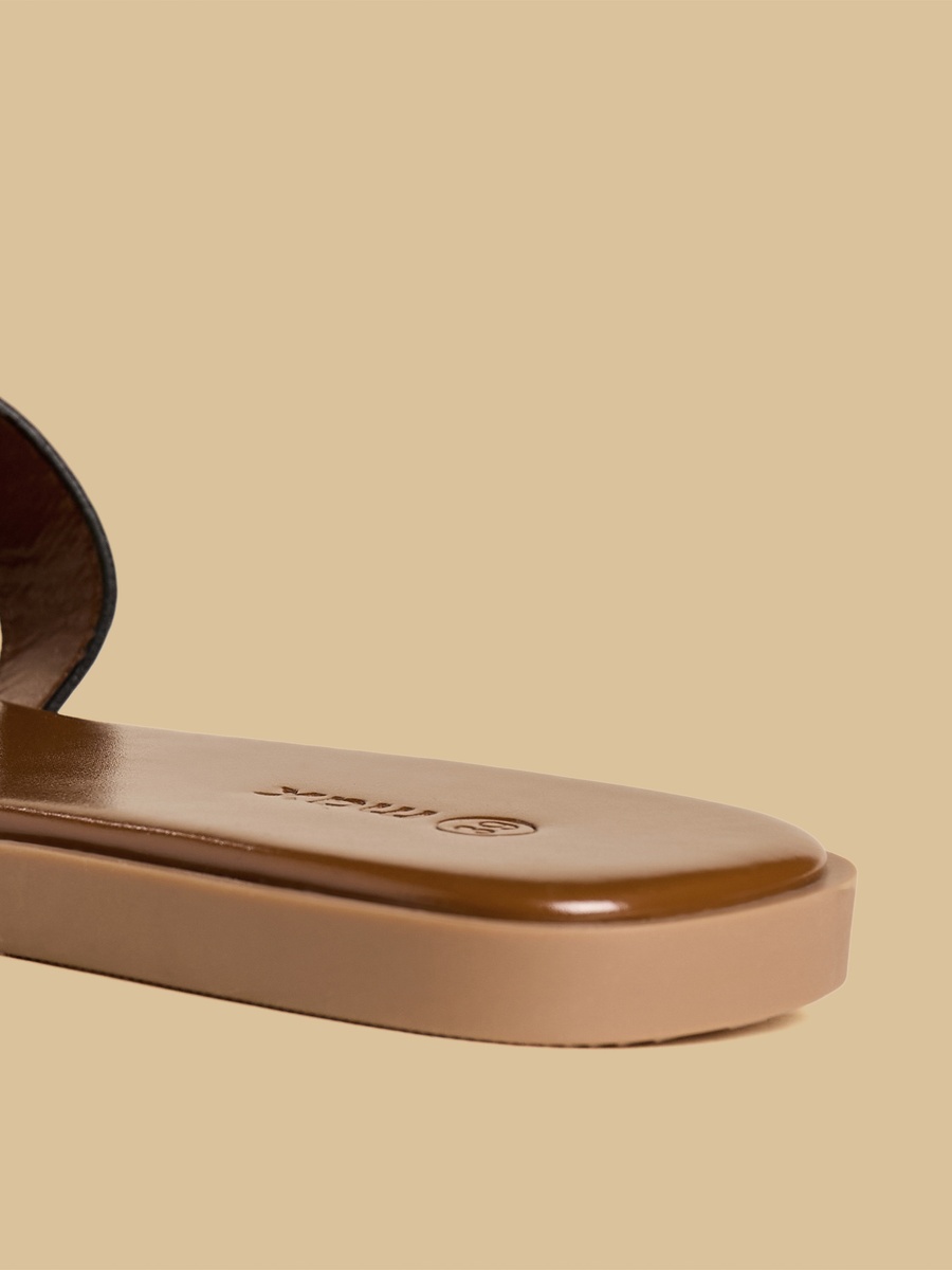 Textured Cross Strap Slip-On Flat Sandals