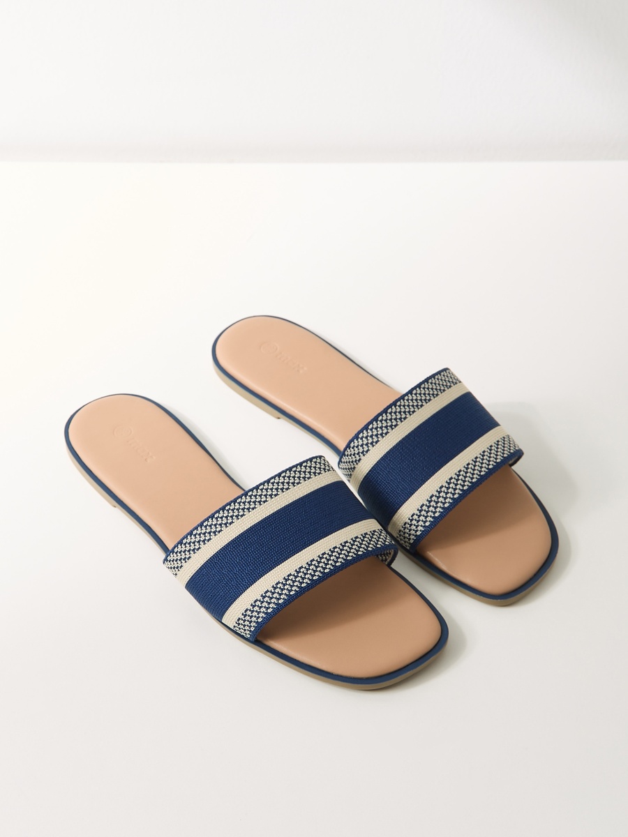 Striped Slip-On Flat Sandals