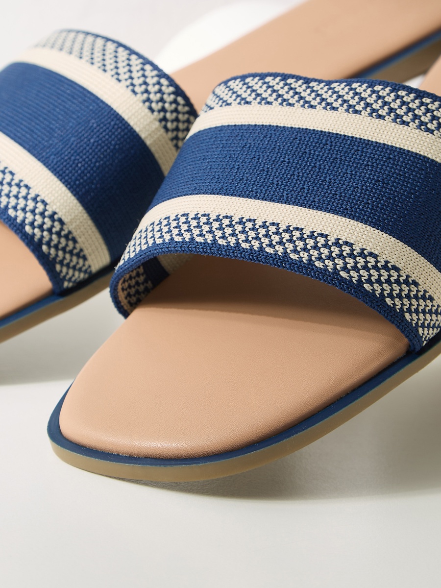 Striped Slip-On Flat Sandals