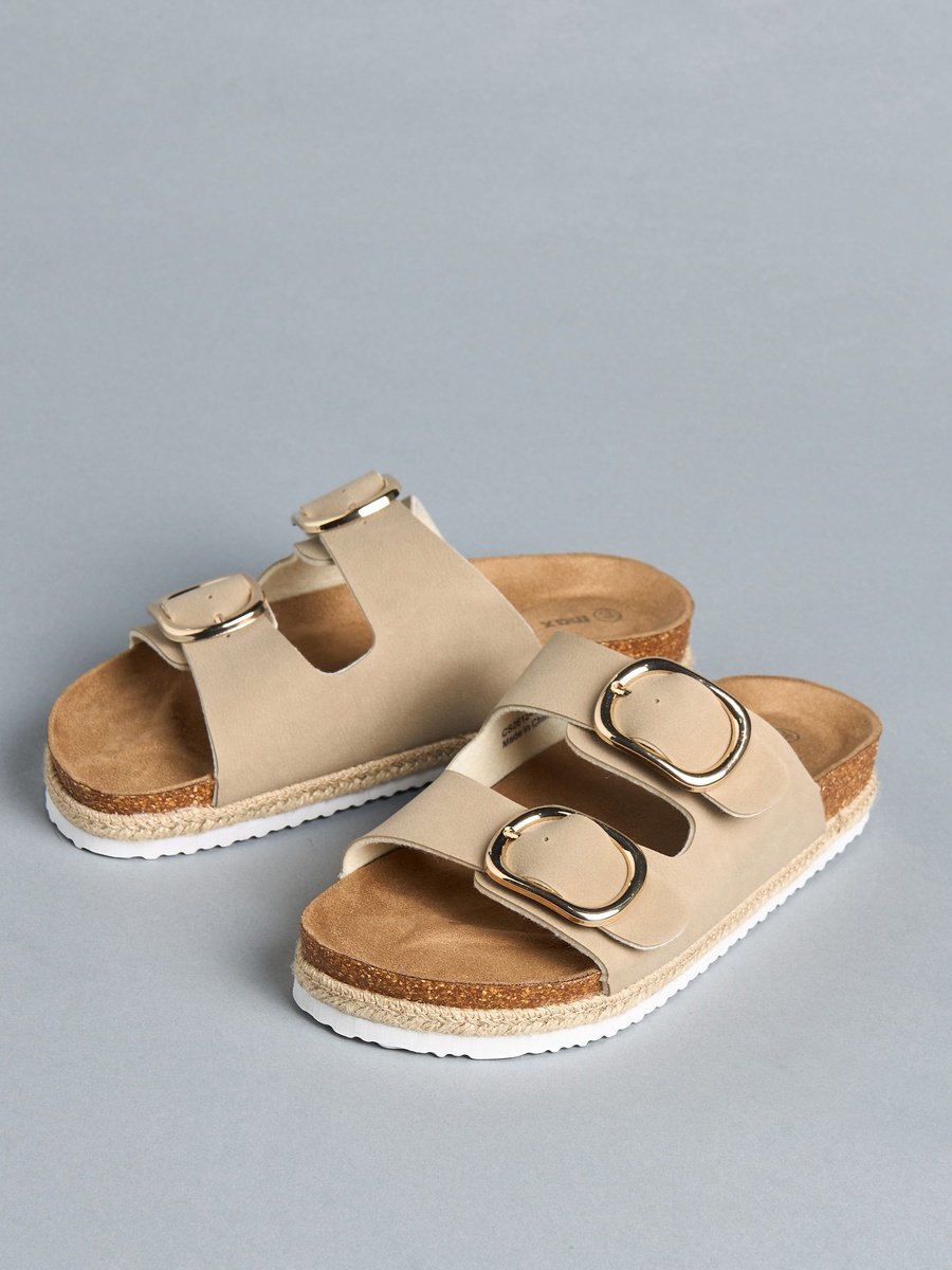 Buckle Detail Slip-On Sandals