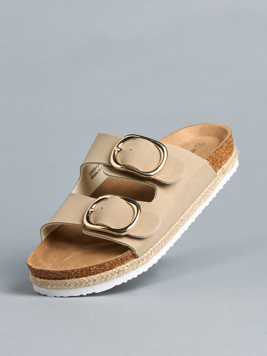 Buckle Detail Slip-On Sandals