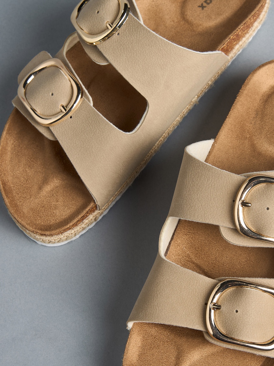 Buckle Detail Slip-On Sandals