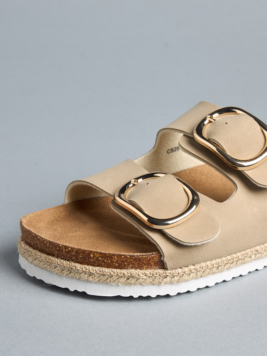Buckle Detail Slip-On Sandals