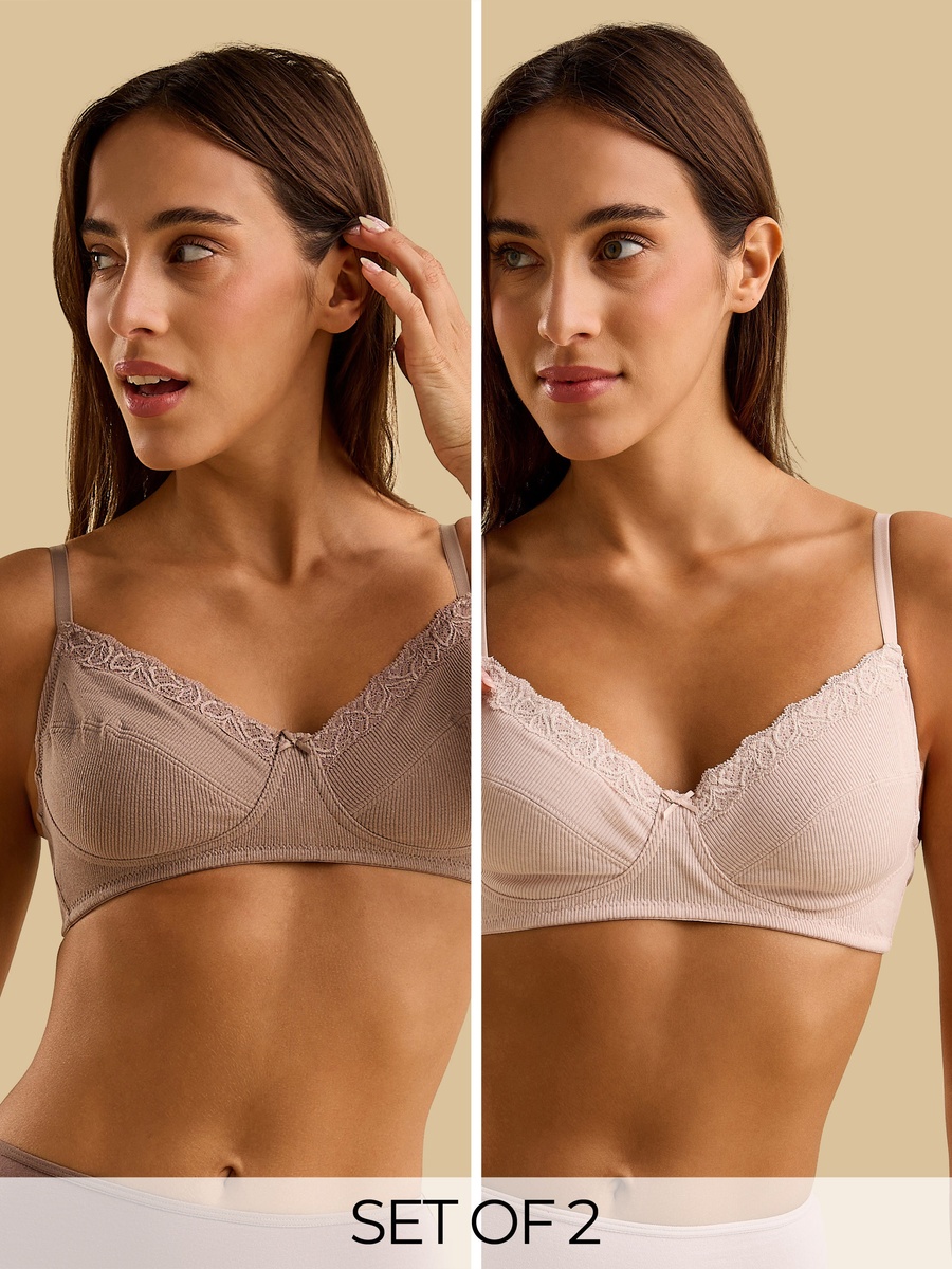 Pack of 2 - Ribbed Non-Padded Wired Bra