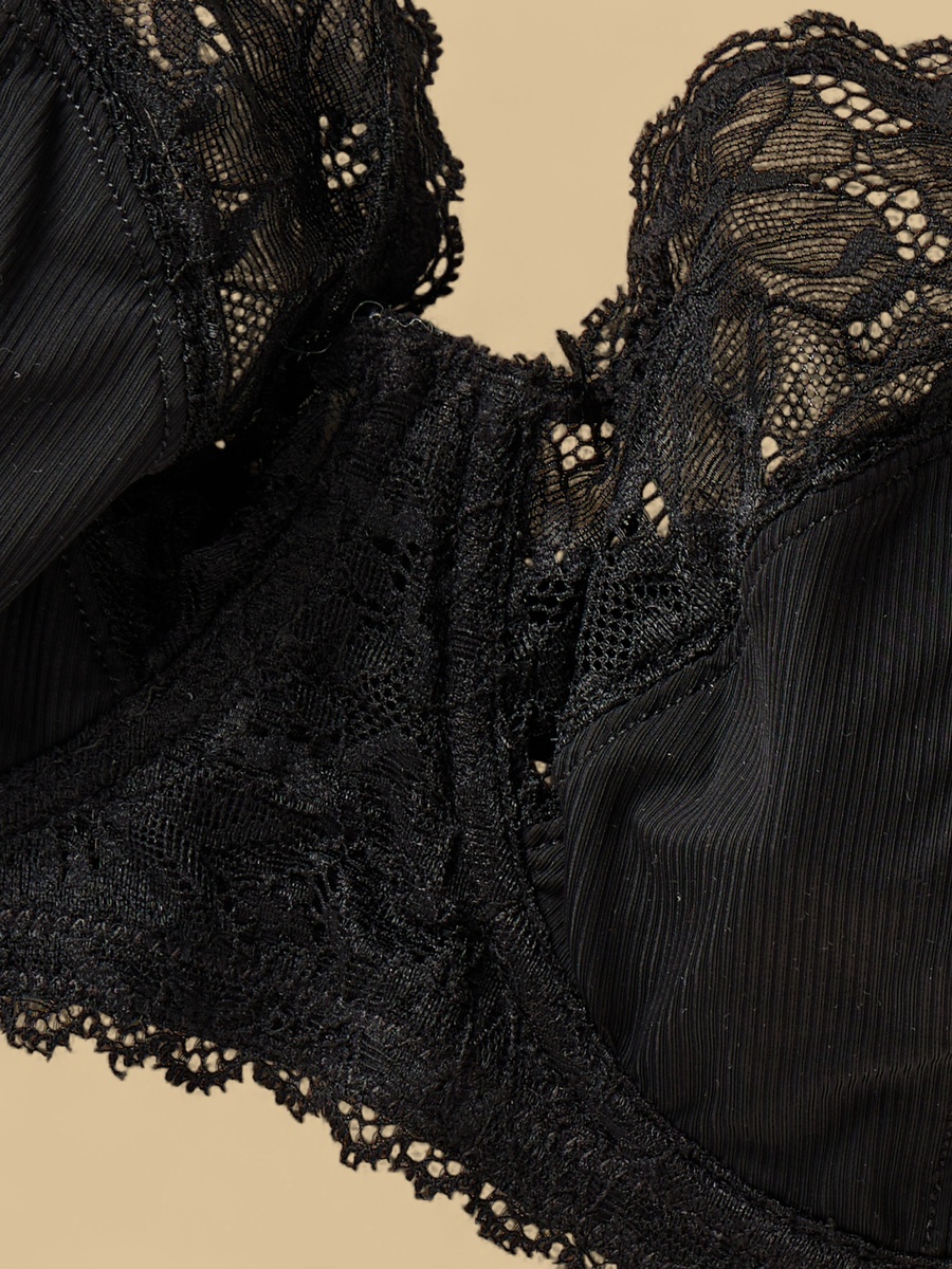 Lace Panel Non-Padded Wired Bra