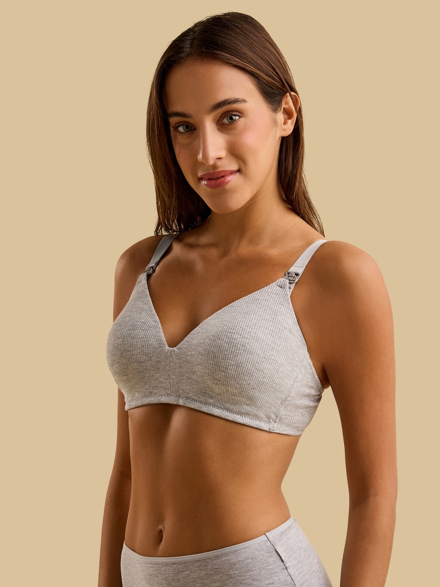 Ribbed Padded Non-Wired Nursing Bra