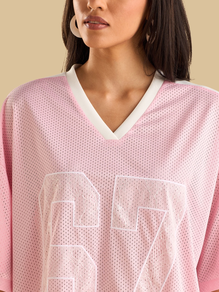 Applique Accent Oversized Jersey T-Shirt
