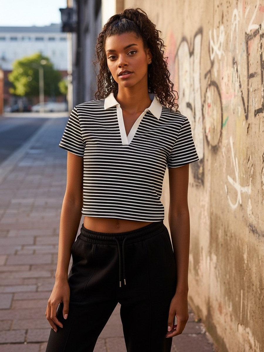 Striped Collared Top