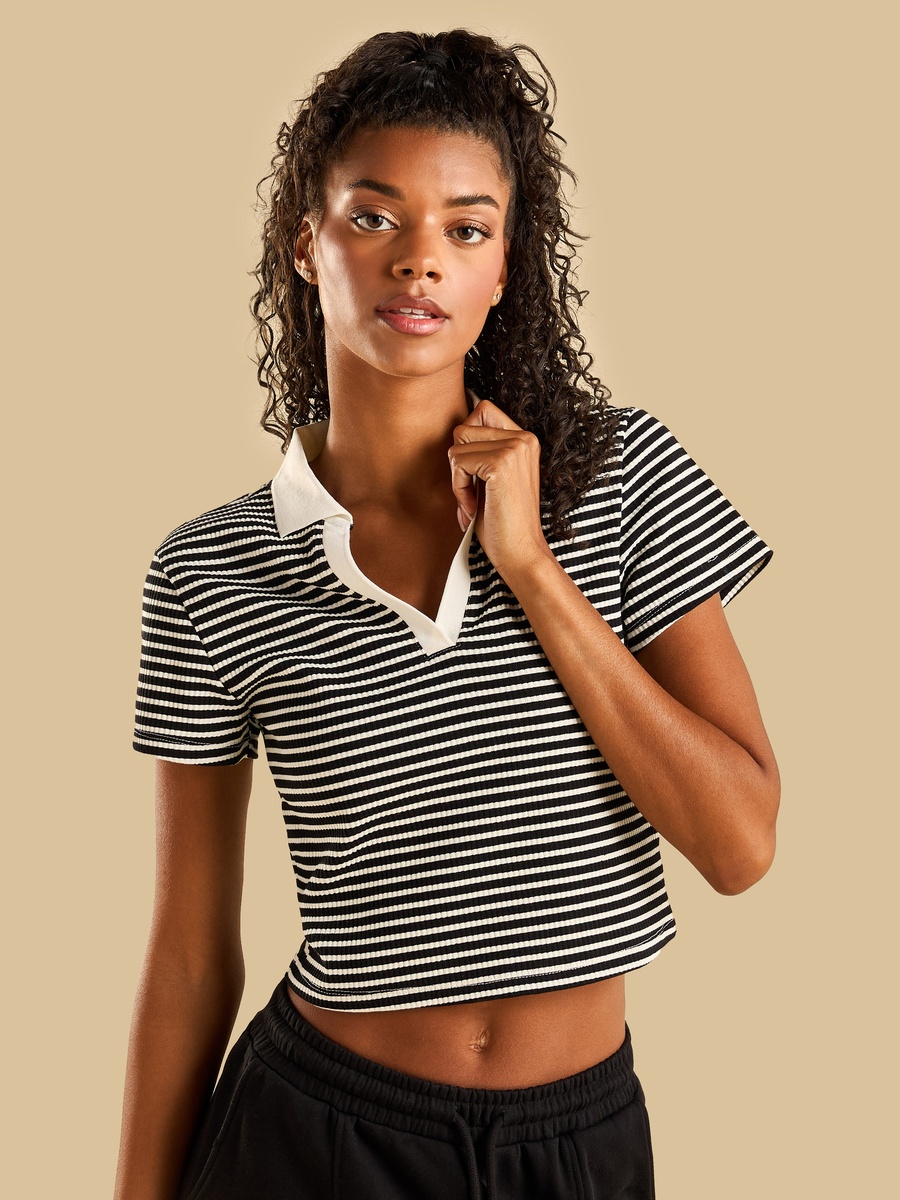 Striped Collared Top