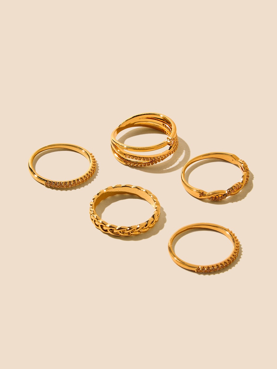 Pack of 5 - Stone Embellished Ring