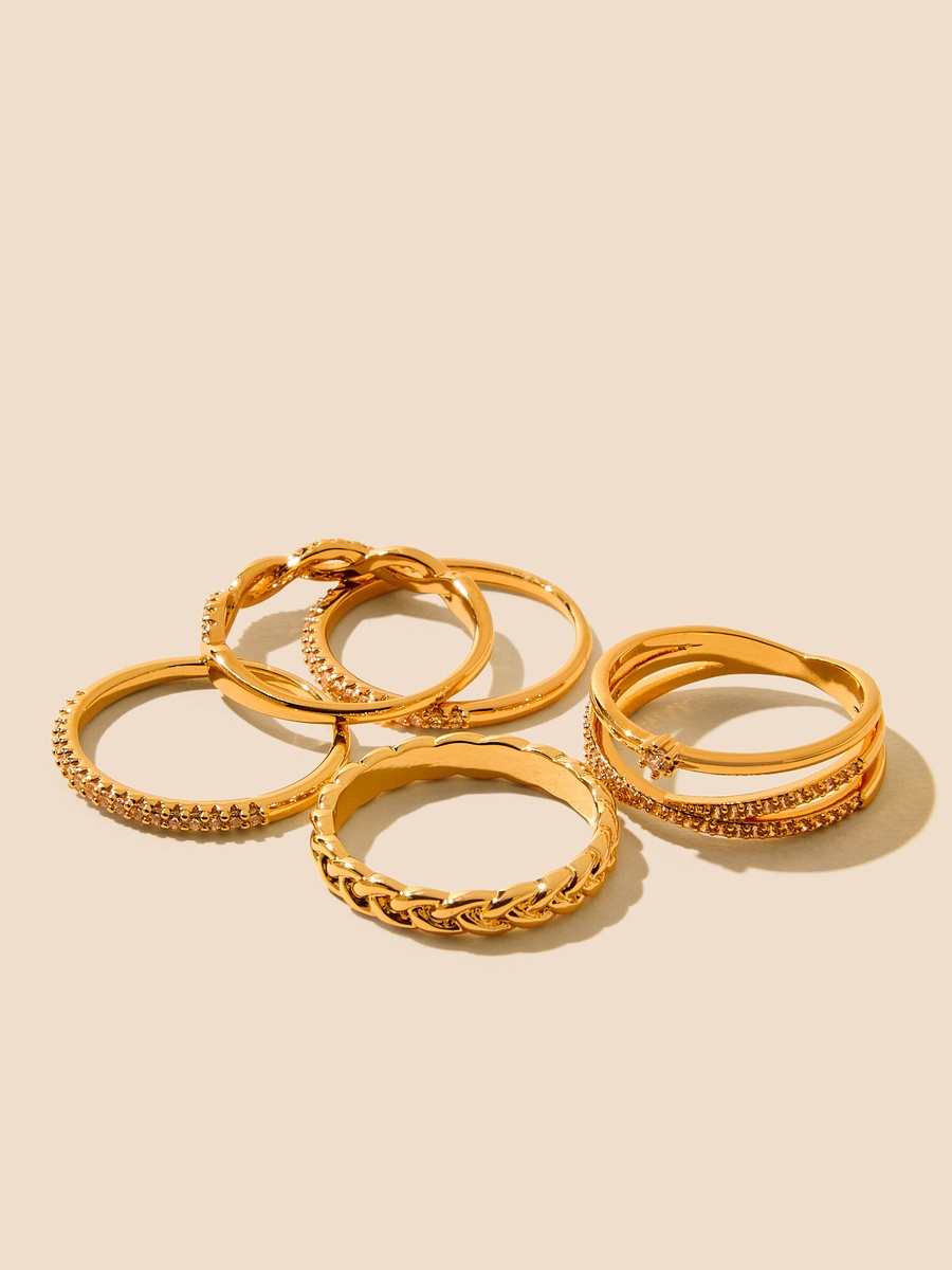 Pack of 5 - Stone Embellished Ring