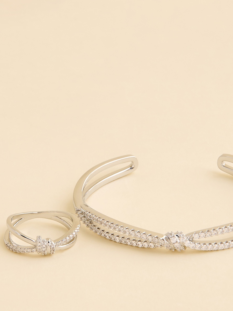 Embellished Cuff Bracelet and Ring Set