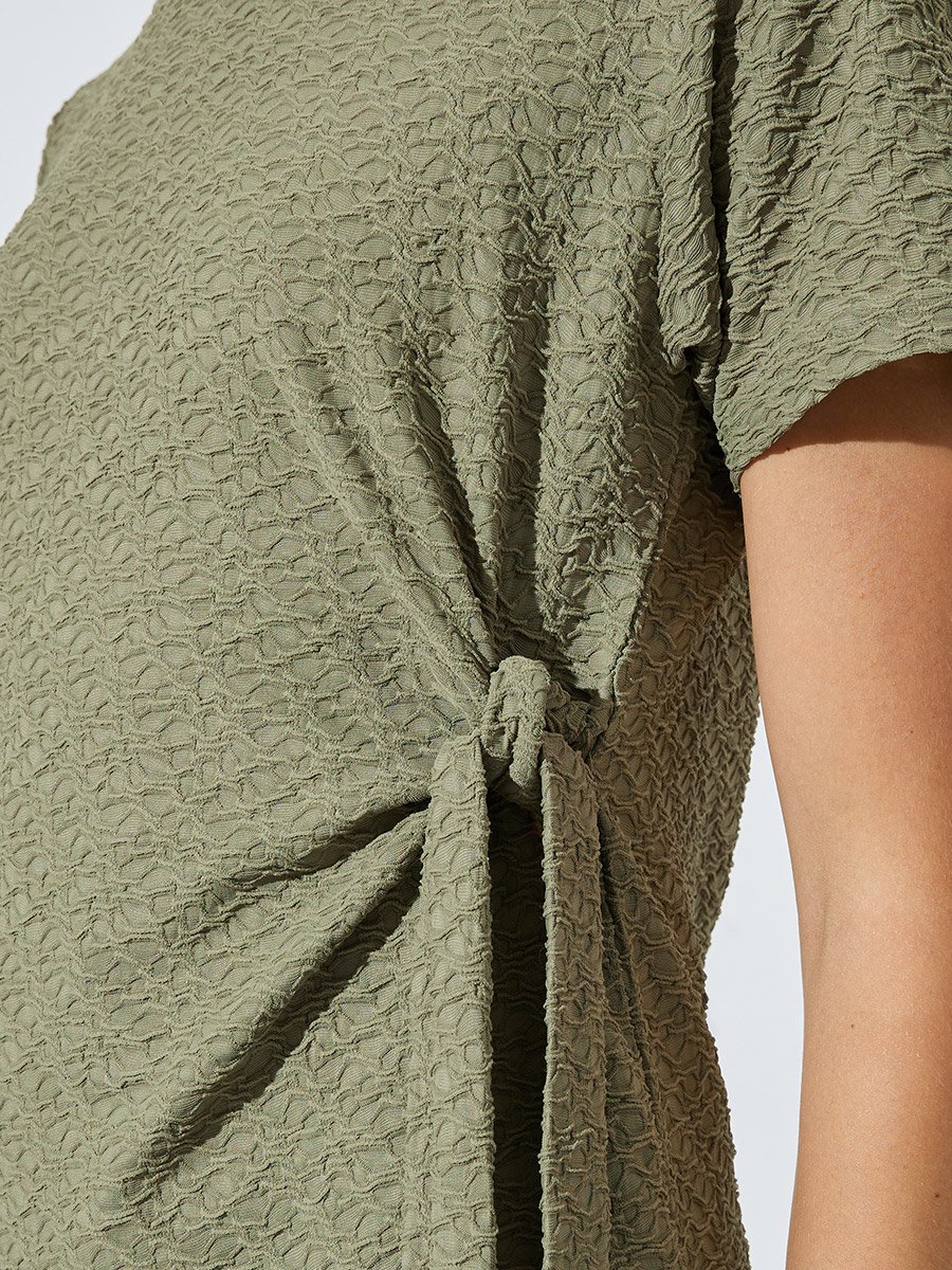Green Textured Tie-Knot Detail T-Shirt