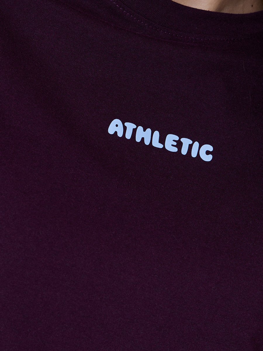 Burgundy Front and Back Slogan Print Oversized T-Shirt