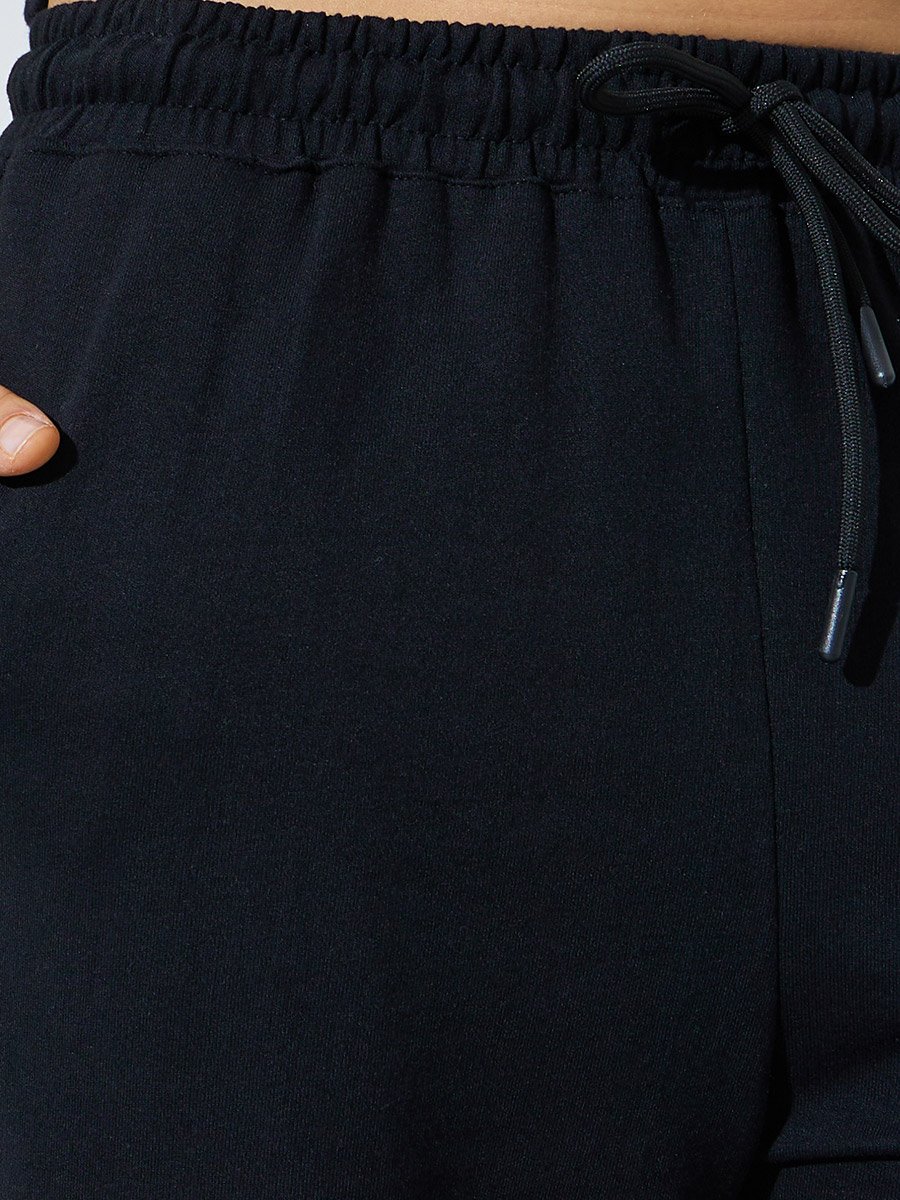 Black Barrel Fit Cotton Blend Joggers