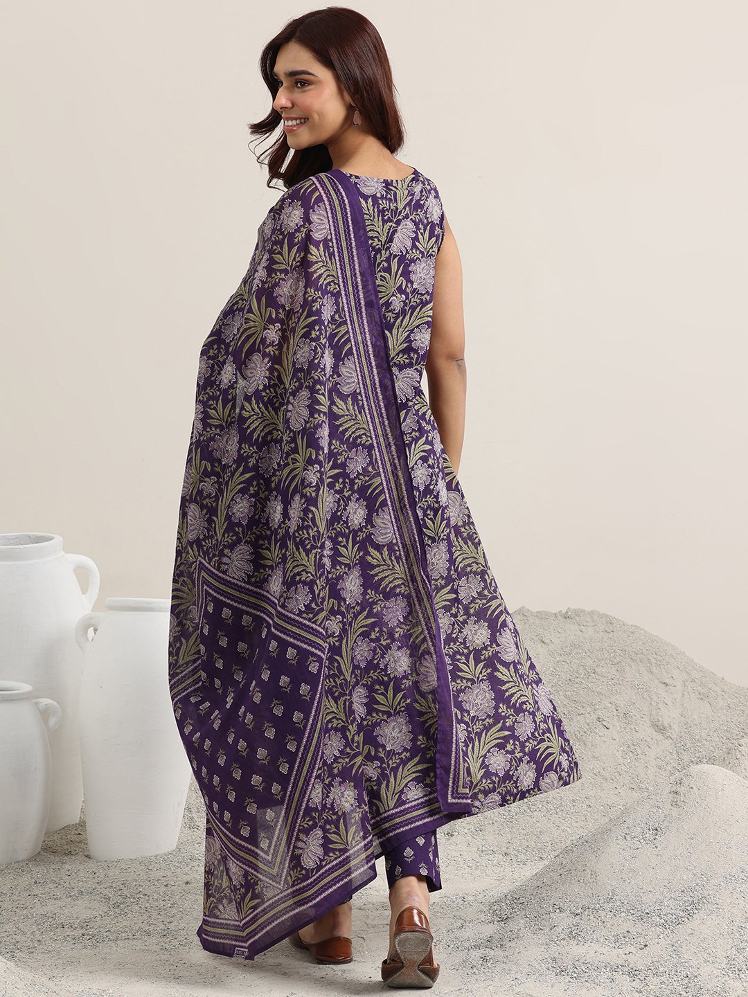 Purple Printed Kurta Set