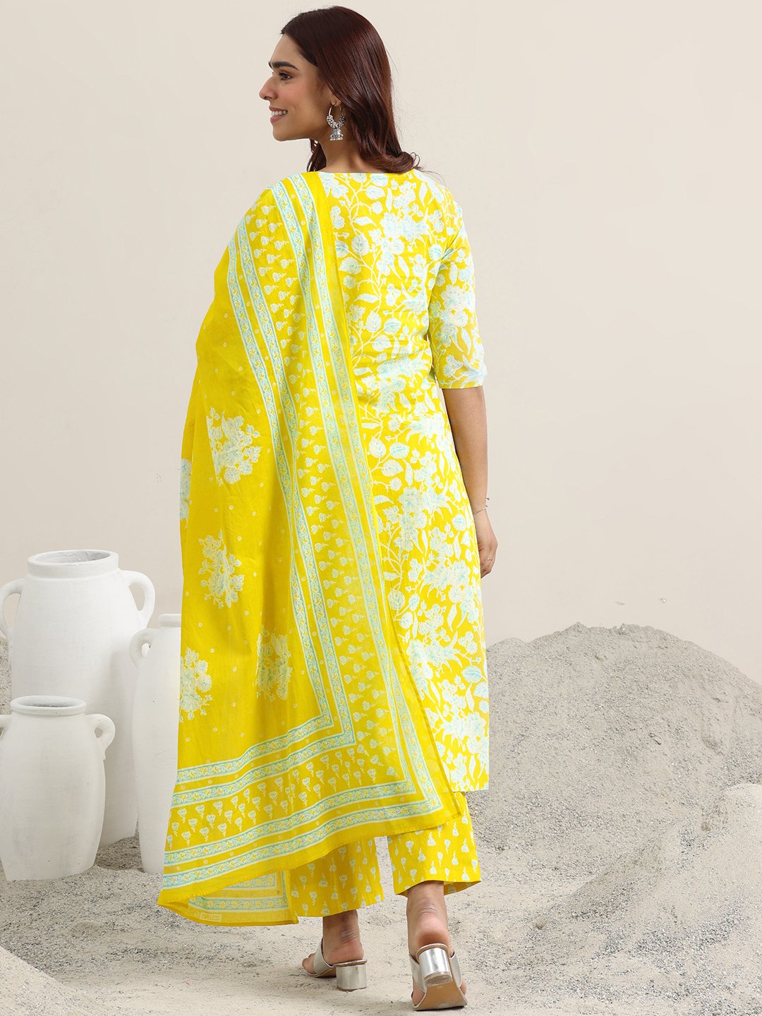 Yellow Printed Kurta Set