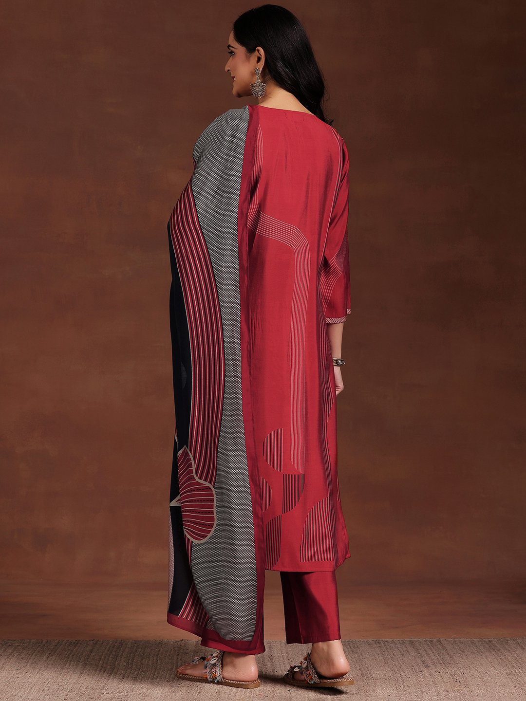 Maroon Printed Kurta Set