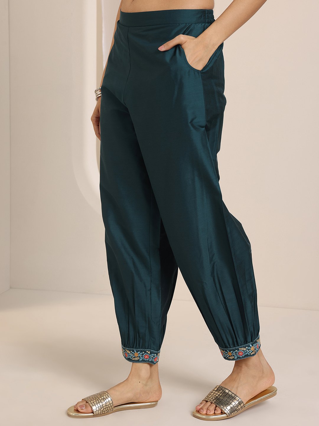 Teal Embroidered Kurta Set