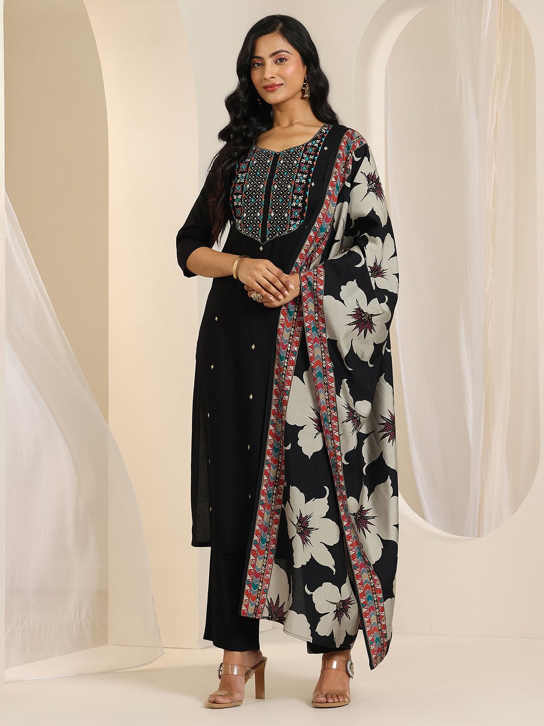 Black Embroidered Kurta Set