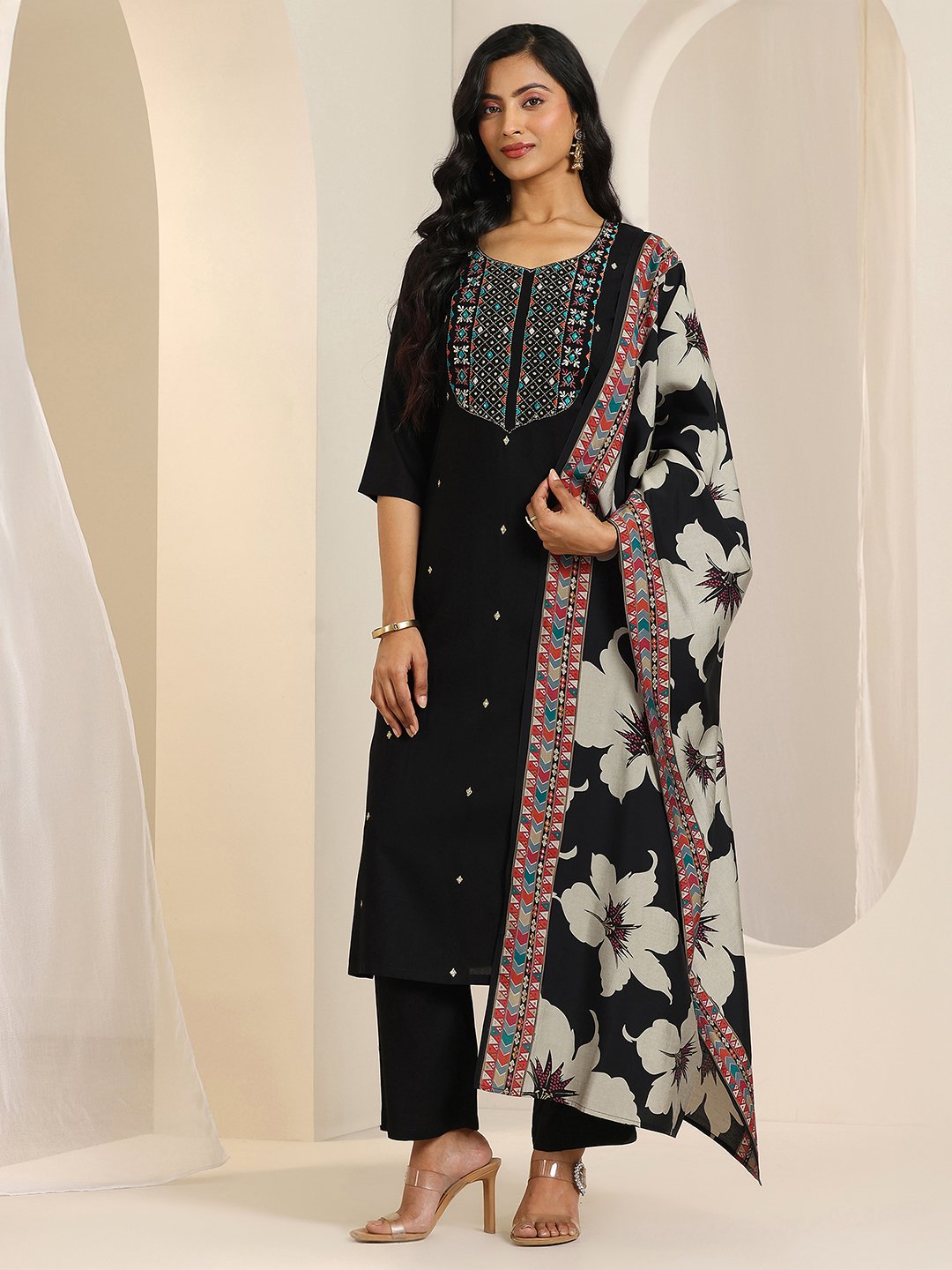 Black Embroidered Kurta Set