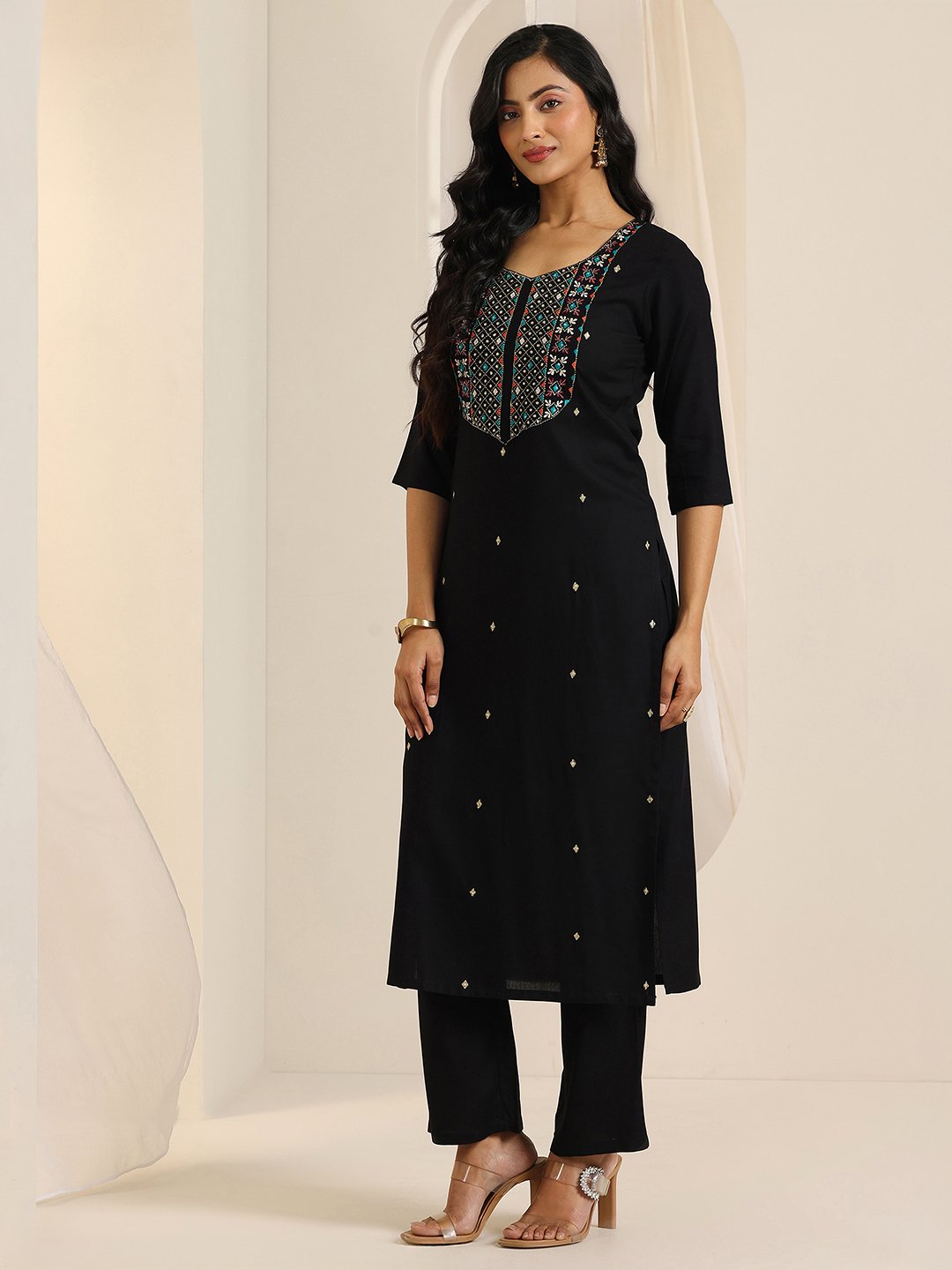 Black Embroidered Kurta Set