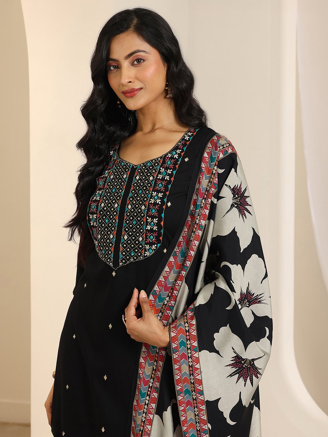 Black Embroidered Kurta Set