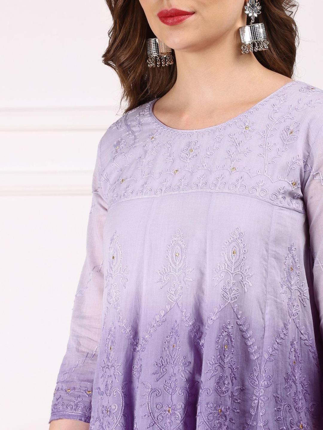 3-Piece Ombre Look Cotton Straight Kurta, Pants and Dupatta Set